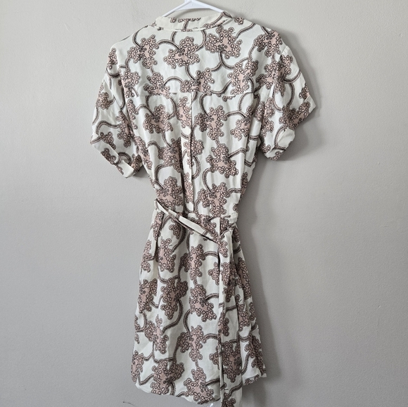 Reiss Ivory Nico Printed Mini Shirt Dress Size 8 Neutral Pockets Short Sz 8 - Picture 4 of 11